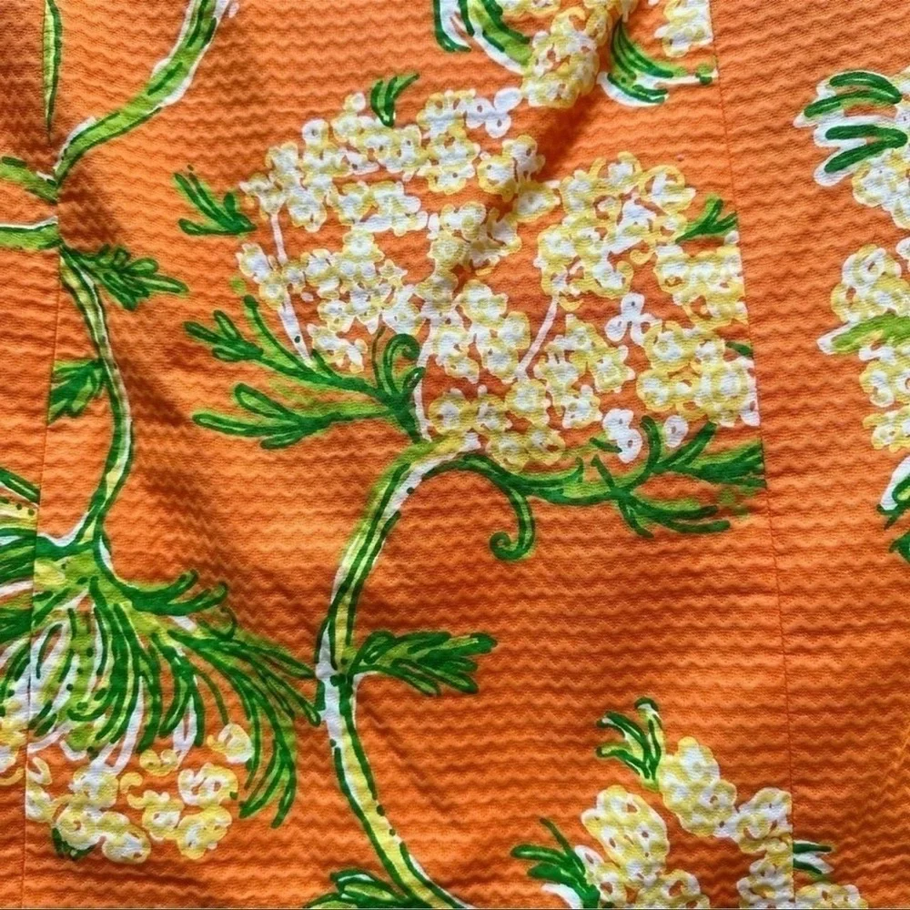 Lilly Pulitzer Orange Floral Strapless Dress Jacquard Lace by the Docks Size 0 - Picture 7 of 14